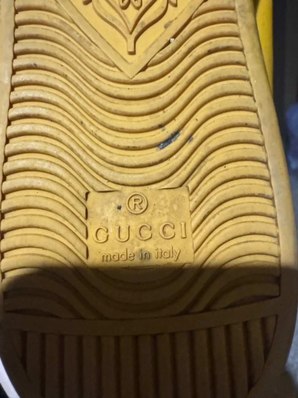 Gucci Yellow Rubber Sole Sneakers with Embossed Logo - Picture 2 of 3